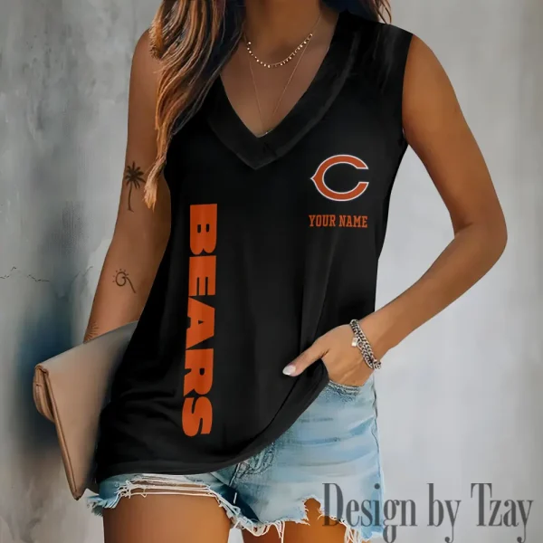 Chicago Bears V-neck Women’s Vest T-shirt SPTVNECKWVTS006 - Image 4