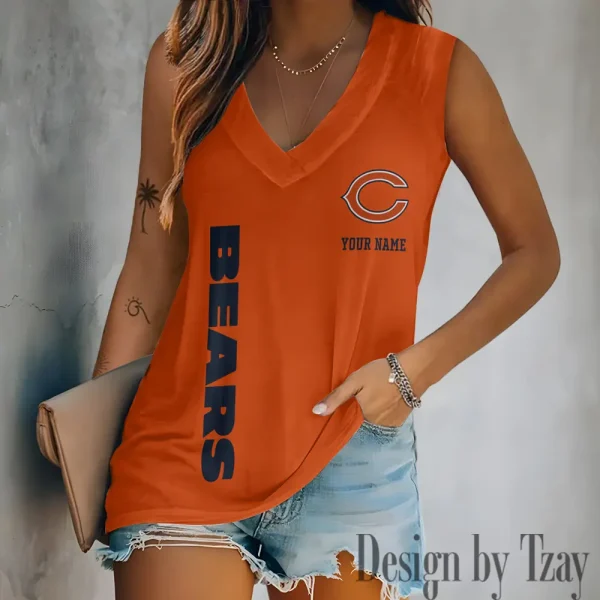 Chicago Bears V-neck Women’s Vest T-shirt SPTVNECKWVTS006 - Image 5
