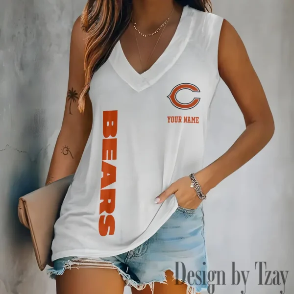 Chicago Bears V-neck Women’s Vest T-shirt SPTVNECKWVTS006
