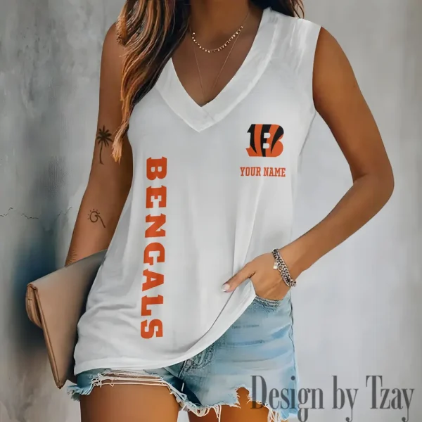 Cincinnati Bengals V-neck Women’s Vest T-shirt SPTVNECKWVTS007