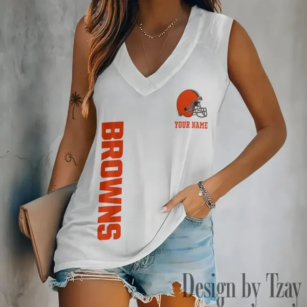 Cleveland Browns V-neck Women’s Vest T-shirt SPTVNECKWVTS008