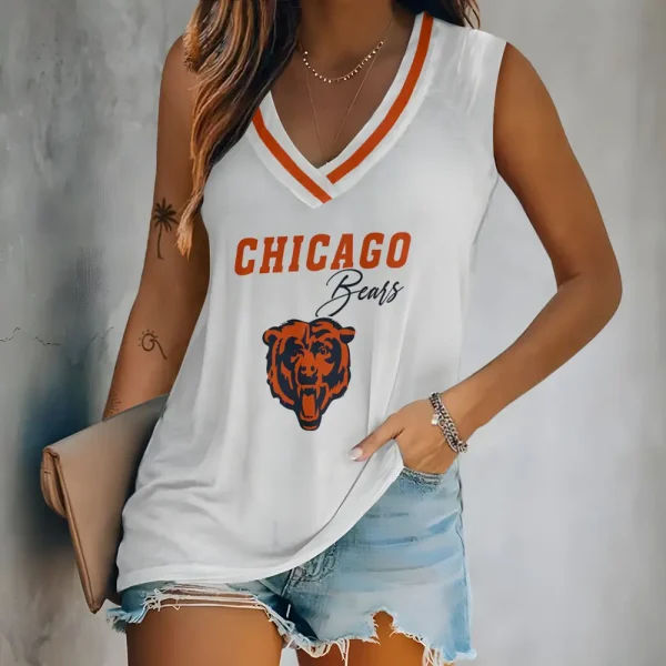 Chicago Bears V-neck Women’s Vest T-shirt SPTVNECKWVTS072