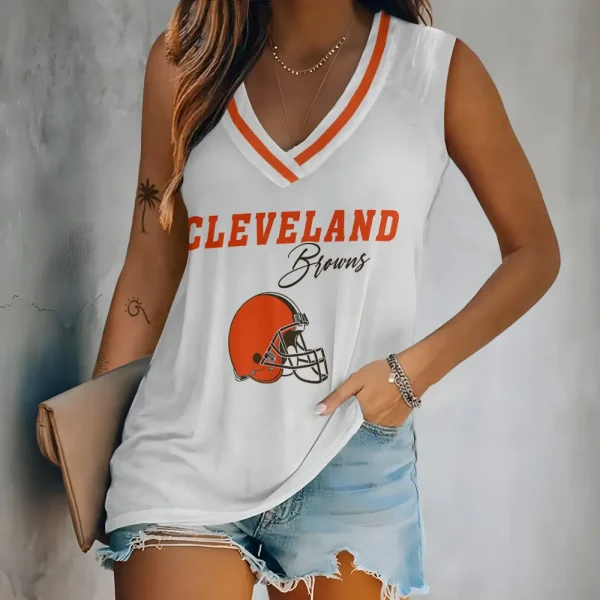 Cleveland Browns V-neck Women’s Vest T-shirt SPTVNECKWVTS074
