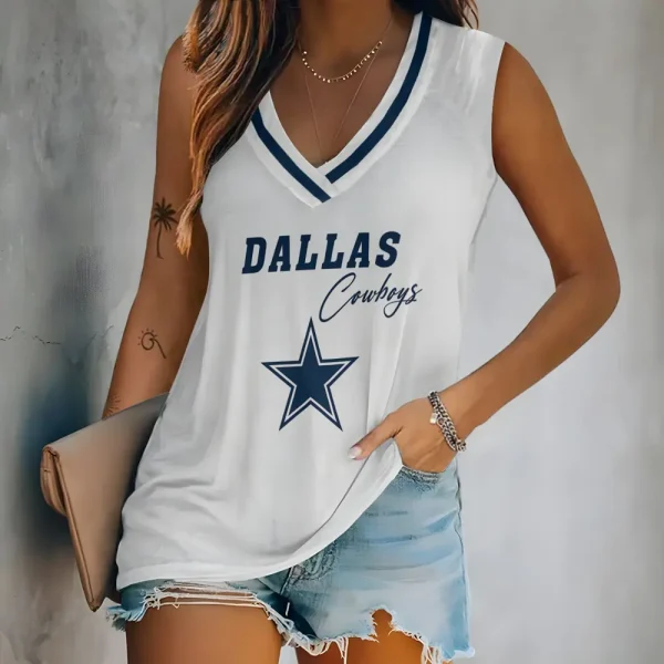 Dallas Cowboys V-neck Women’s Vest T-shirt SPTVNECKWVTS075