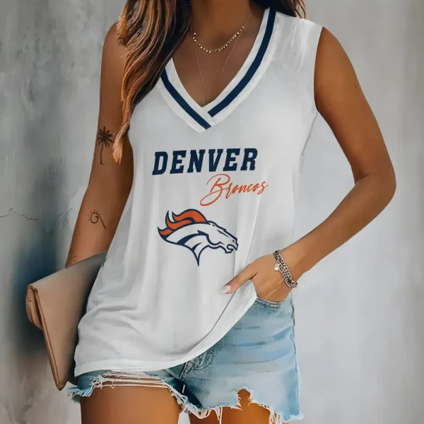 Denver Broncos V-neck Women’s Vest T-shirt SPTVNECKWVTS076