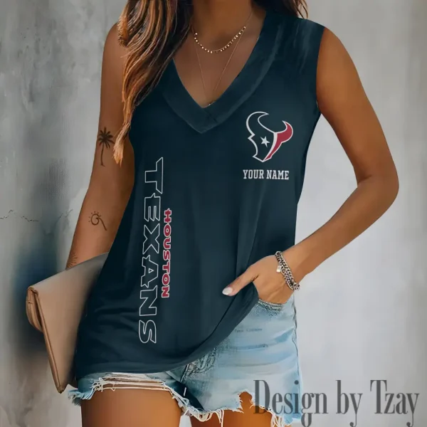 Houston Texans V-neck Women’s Vest T-shirt SPTVNECKWVTS013 - Image 2