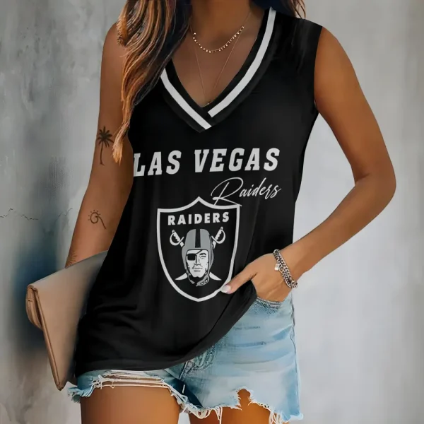 Las Vegas Raiders V-neck Women’s Vest T-shirt SPTVNECKWVTS083