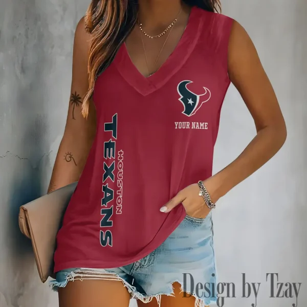 Houston Texans V-neck Women’s Vest T-shirt SPTVNECKWVTS013 - Image 4