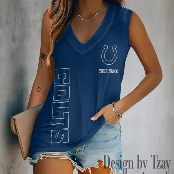 Indianapolis Colts V-neck Women’s Vest T-shirt SPTVNECKWVTS014 - Image 2