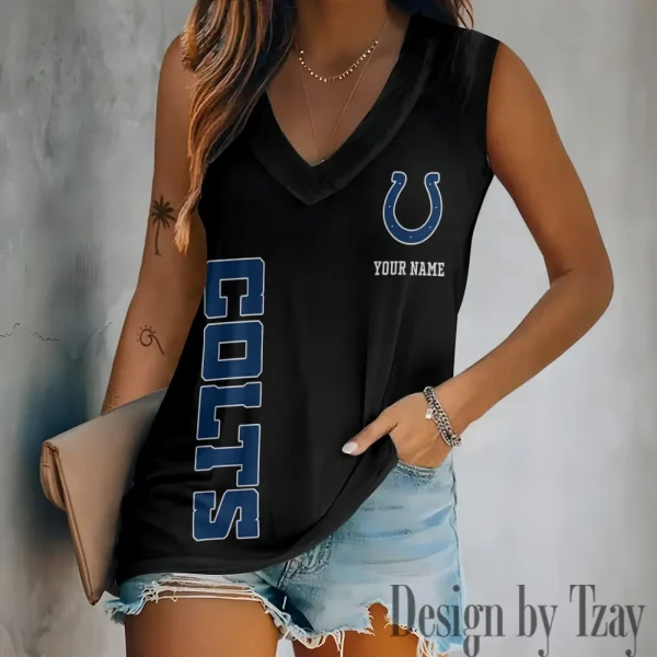 Indianapolis Colts V-neck Women’s Vest T-shirt SPTVNECKWVTS014 - Image 3
