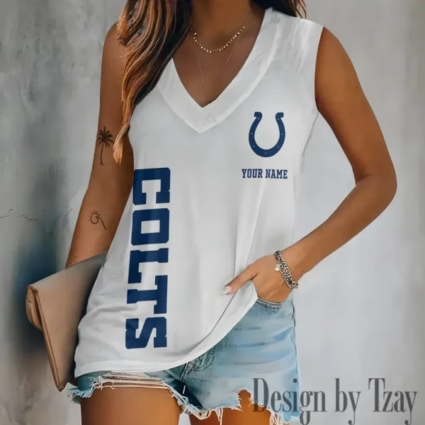 Indianapolis Colts V-neck Women’s Vest T-shirt SPTVNECKWVTS014