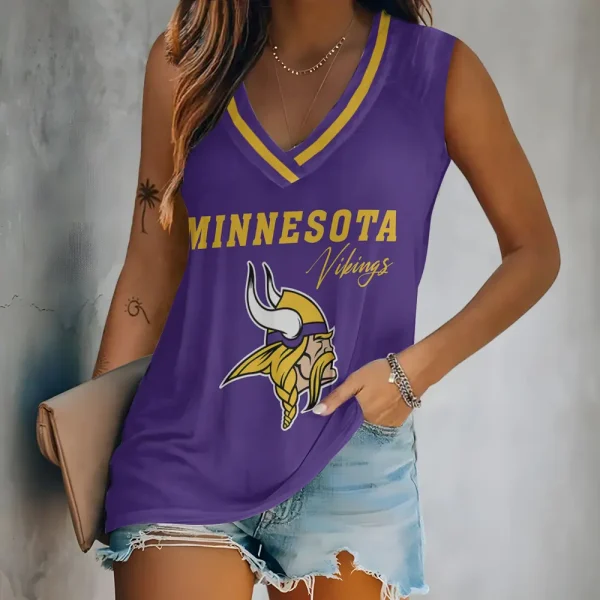 Minnesota Vikings V-neck Women’s Vest T-shirt SPTVNECKWVTS087