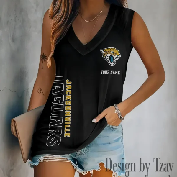 Jacksonville Jaguars V-neck Women’s Vest T-shirt SPTVNECKWVTS015 - Image 3