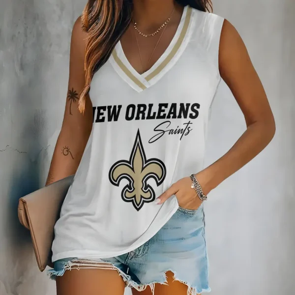 New Orleans Saints V-neck Women’s Vest T-shirt SPTVNECKWVTS089