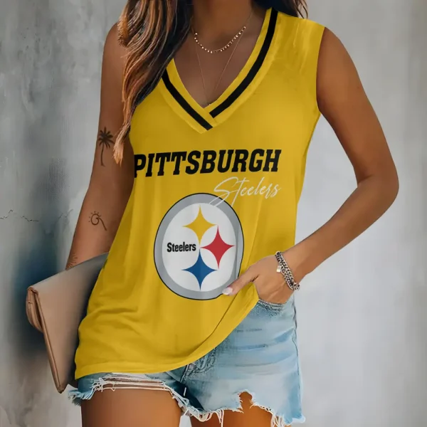 Pittsburgh Steelers V-neck Women’s Vest T-shirt SPTVNECKWVTS093