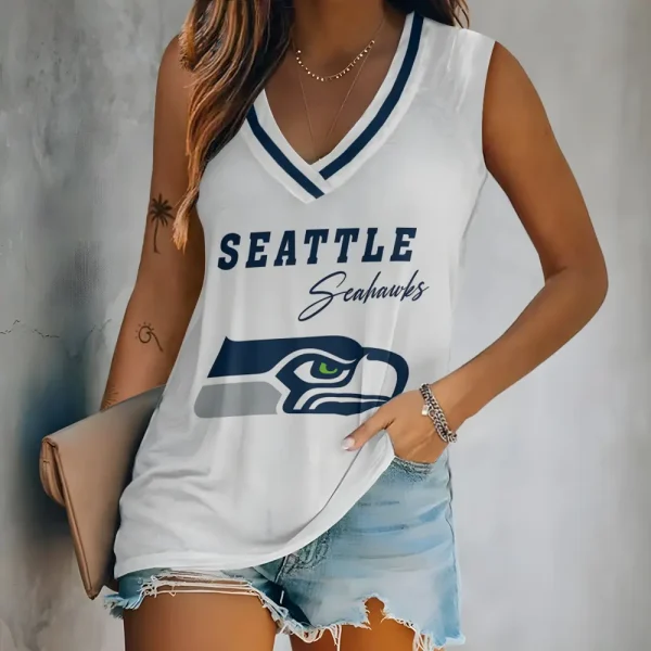 Seattle Seahawks V-neck Women’s Vest T-shirt SPTVNECKWVTS095