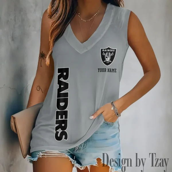 Las Vegas Raiders V-neck Women’s Vest T-shirt SPTVNECKWVTS017 - Image 3