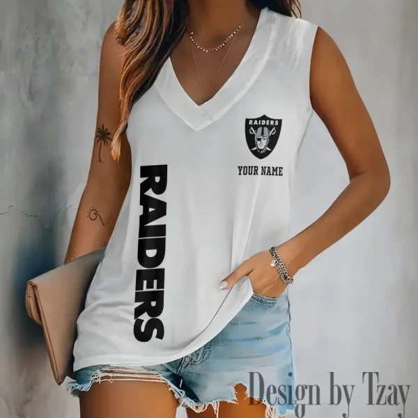 Las Vegas Raiders V-neck Women’s Vest T-shirt SPTVNECKWVTS017