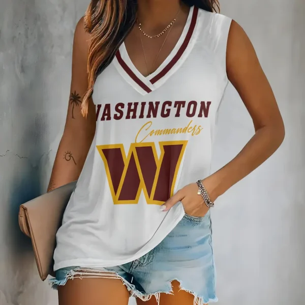 Washington Commanders V-neck Women’s Vest T-shirt SPTVNECKWVTS098