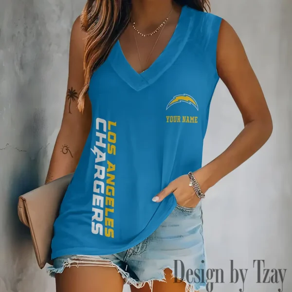 Los Angeles Chargers V-neck Women’s Vest T-shirt SPTVNECKWVTS018 - Image 2