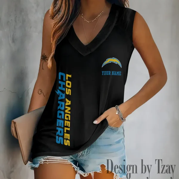 Los Angeles Chargers V-neck Women’s Vest T-shirt SPTVNECKWVTS018 - Image 3