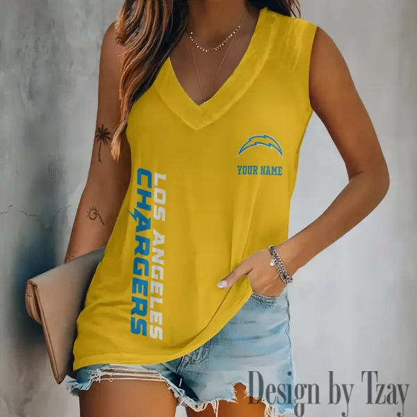 Los Angeles Chargers V-neck Women’s Vest T-shirt SPTVNECKWVTS018 - Image 4