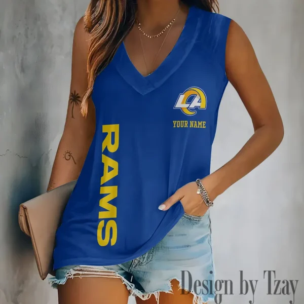 Los Angeles Rams V-neck Women’s Vest T-shirt SPTVNECKWVTS019 - Image 2
