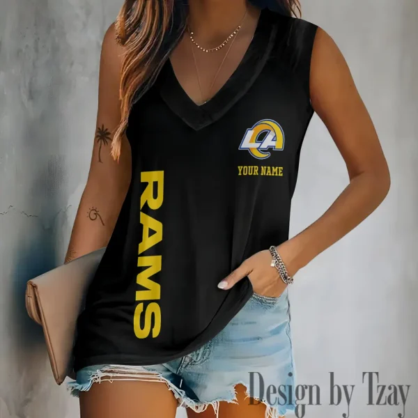 Los Angeles Rams V-neck Women’s Vest T-shirt SPTVNECKWVTS019 - Image 3