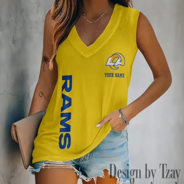 Los Angeles Rams V-neck Women’s Vest T-shirt SPTVNECKWVTS019 - Image 4