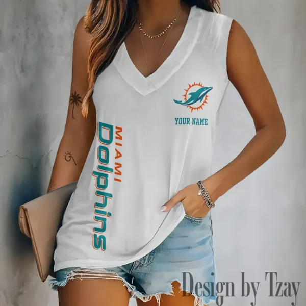 Miami Dolphins V-neck Women’s Vest T-shirt SPTVNECKWVTS020