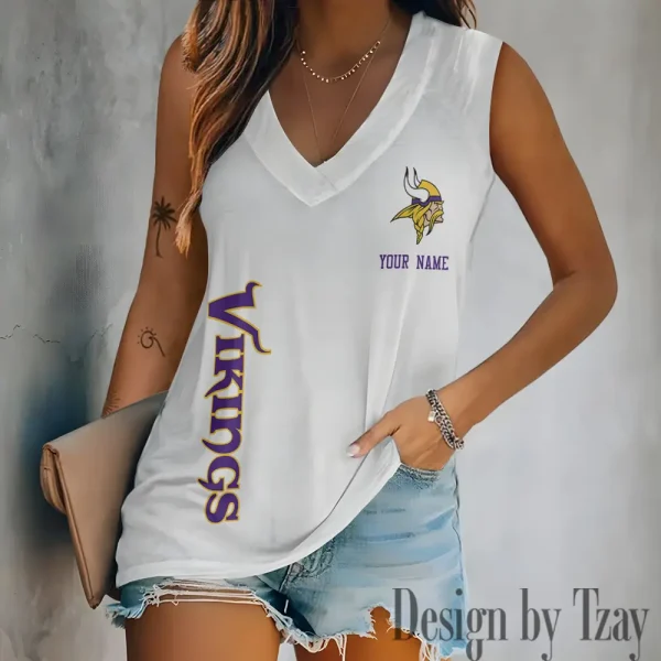 Minnesota Vikings V-neck Women’s Vest T-shirt SPTVNECKWVTS021
