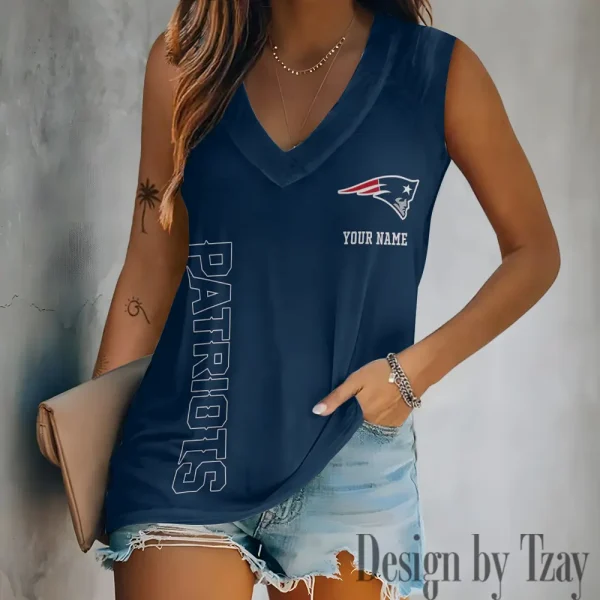 New England Patriots V-neck Women’s Vest T-shirt SPTVNECKWVTS022 - Image 2