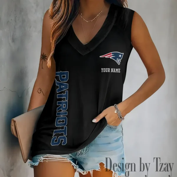 New England Patriots V-neck Women’s Vest T-shirt SPTVNECKWVTS022 - Image 3