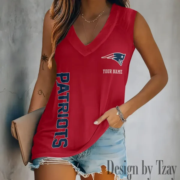 New England Patriots V-neck Women’s Vest T-shirt SPTVNECKWVTS022 - Image 4