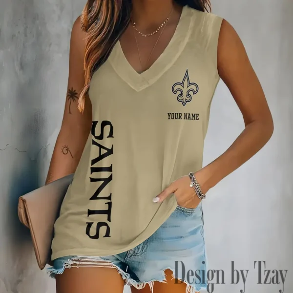 New Orleans Saints V-neck Women’s Vest T-shirt SPTVNECKWVTS023 - Image 3