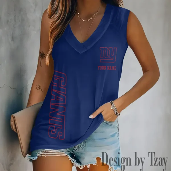 New York Giants V-neck Women’s Vest T-shirt SPTVNECKWVTS024 - Image 2