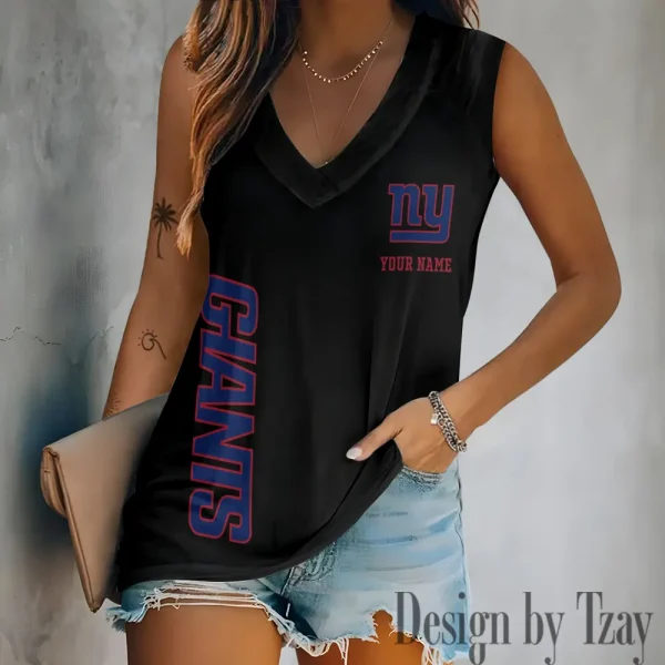 New York Giants V-neck Women’s Vest T-shirt SPTVNECKWVTS024 - Image 3