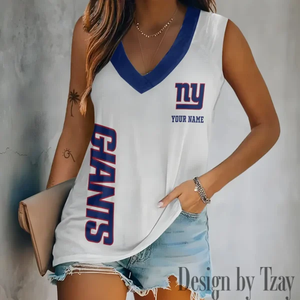 New York Giants V-neck Women’s Vest T-shirt SPTVNECKWVTS024 - Image 4