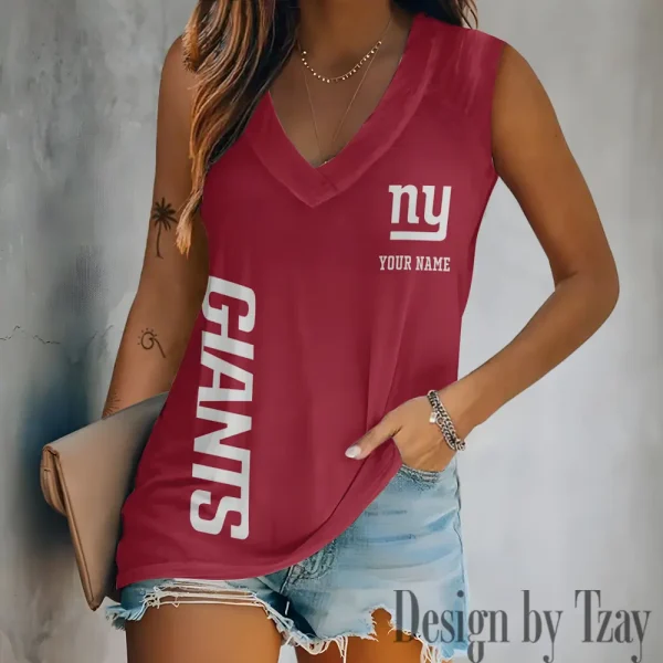 New York Giants V-neck Women’s Vest T-shirt SPTVNECKWVTS024 - Image 5