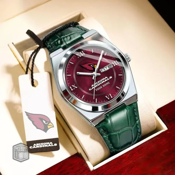 Arizona Cardinals  Stainless Steel Case With Leather Strap Watch PURWATD080 - Image 2