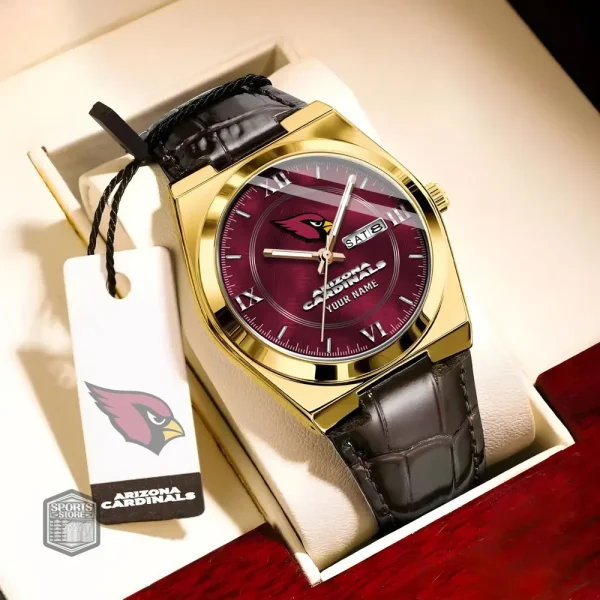 Arizona Cardinals  Stainless Steel Case With Leather Strap Watch PURWATD080 - Image 7