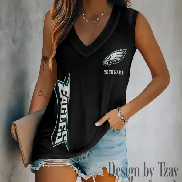 Philadelphia Eagles V-neck Women’s Vest T-shirt SPTVNECKWVTS026 - Image 2