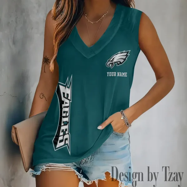 Philadelphia Eagles V-neck Women’s Vest T-shirt SPTVNECKWVTS026 - Image 3