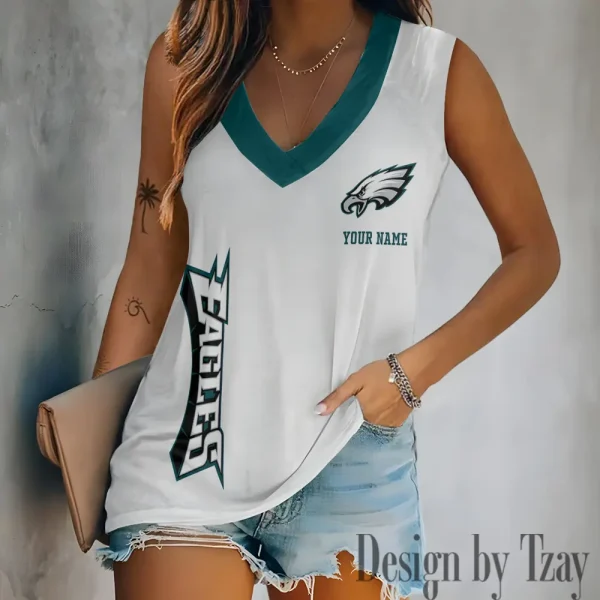 Philadelphia Eagles V-neck Women’s Vest T-shirt SPTVNECKWVTS026 - Image 4