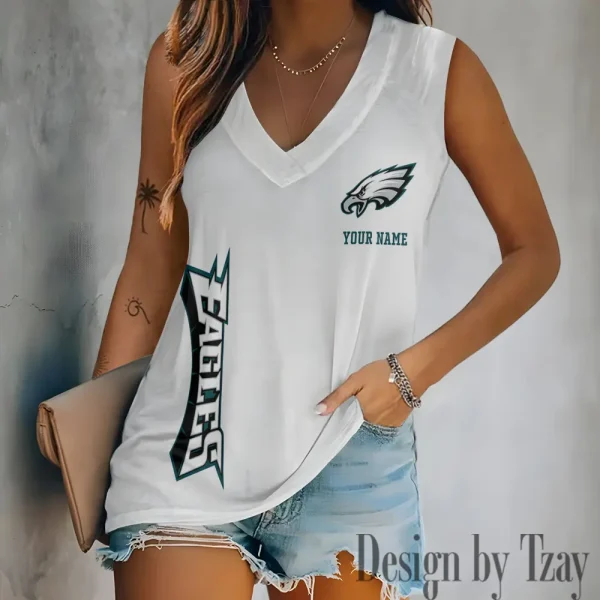 Philadelphia Eagles V-neck Women’s Vest T-shirt SPTVNECKWVTS026