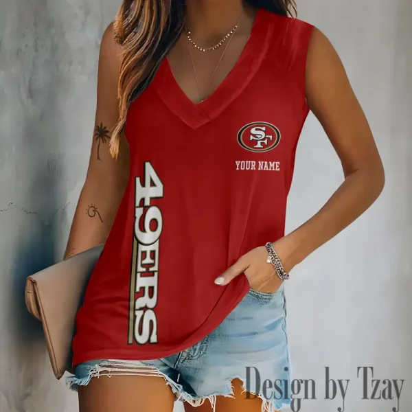 San Francisco 49ers V-neck Women’s Vest T-shirt SPTVNECKWVTS028 - Image 3
