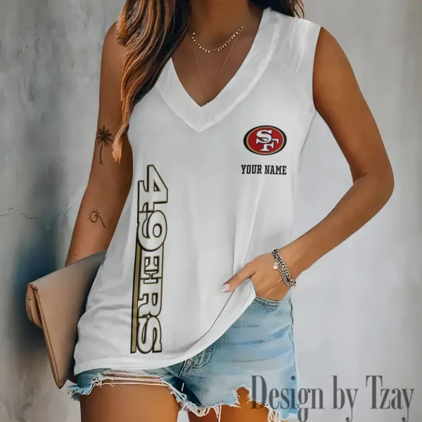 San Francisco 49ers V-neck Women’s Vest T-shirt SPTVNECKWVTS028