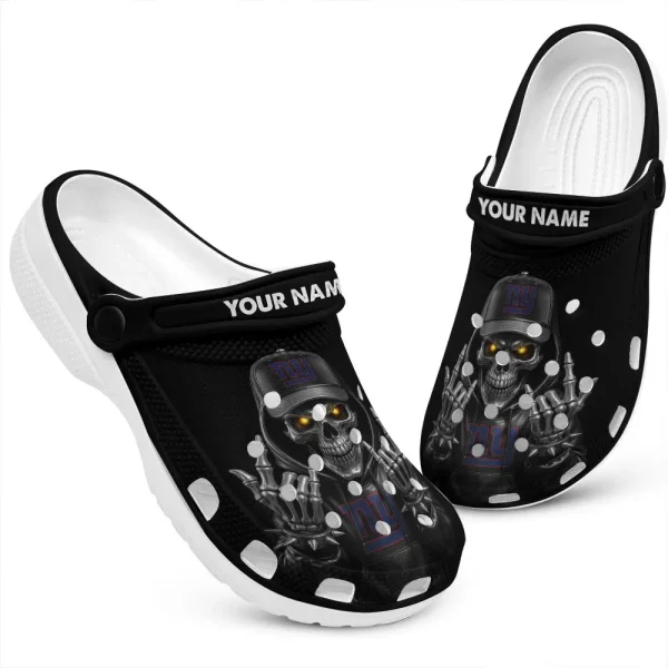 New York Giants Football Team US Skull Art Clogs Shoes Custom Name Gift For Fan BGCR431 - Image 2