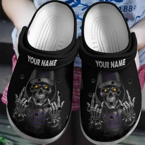 New York Giants Football Team US Skull Art Clogs Shoes Custom Name Gift For Fan BGCR431