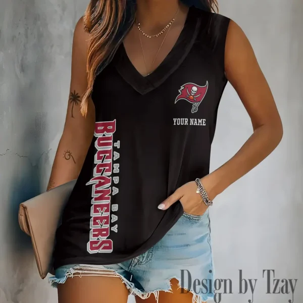 Tampa Bay Buccaneers V-neck Women’s Vest T-shirt SPTVNECKWVTS030 - Image 2